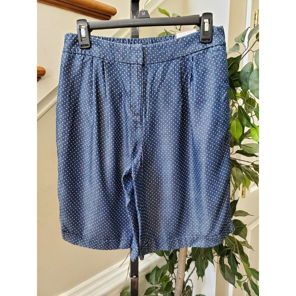 Chico's Women's Blue Cotton Ultimate Fit Comfort Waist Bermuda‎ Shorts Size 2
